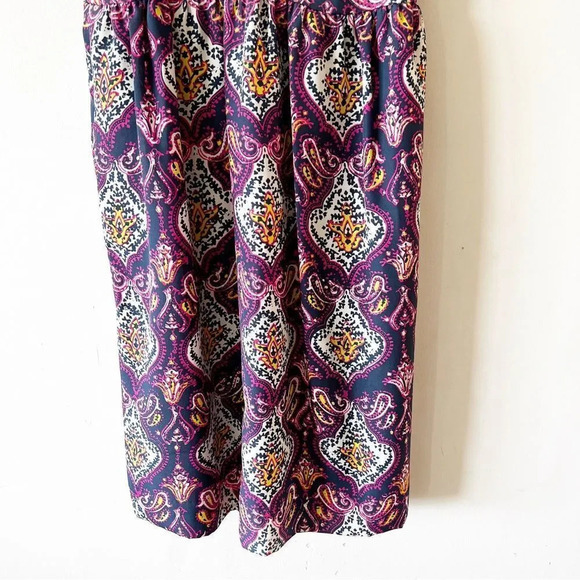 J Crew Purple Paisley Boho Print Slip Dress Size 4 Fall Transition Piece Layers - Picture 8 of 10